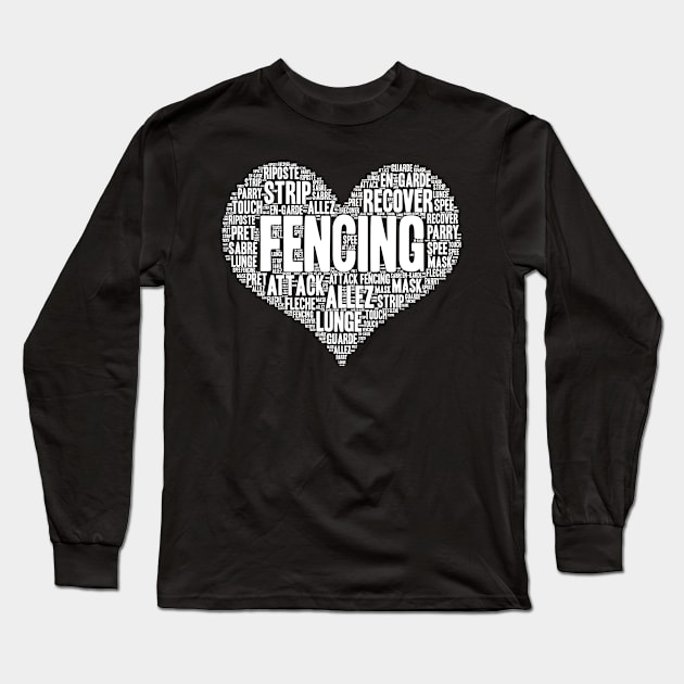 Fencing Heart Saber Epee Fence Gift product Long Sleeve T-Shirt by theodoros20